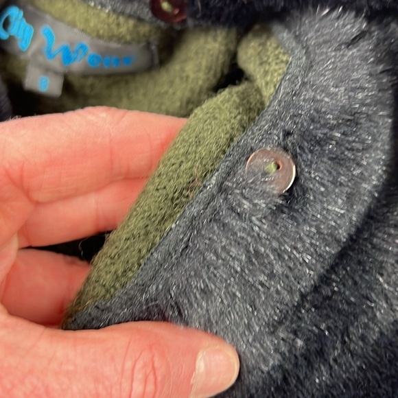 City  Wear Boiled Wool Green Full Zipper Cardigan - Picture 8 of 10